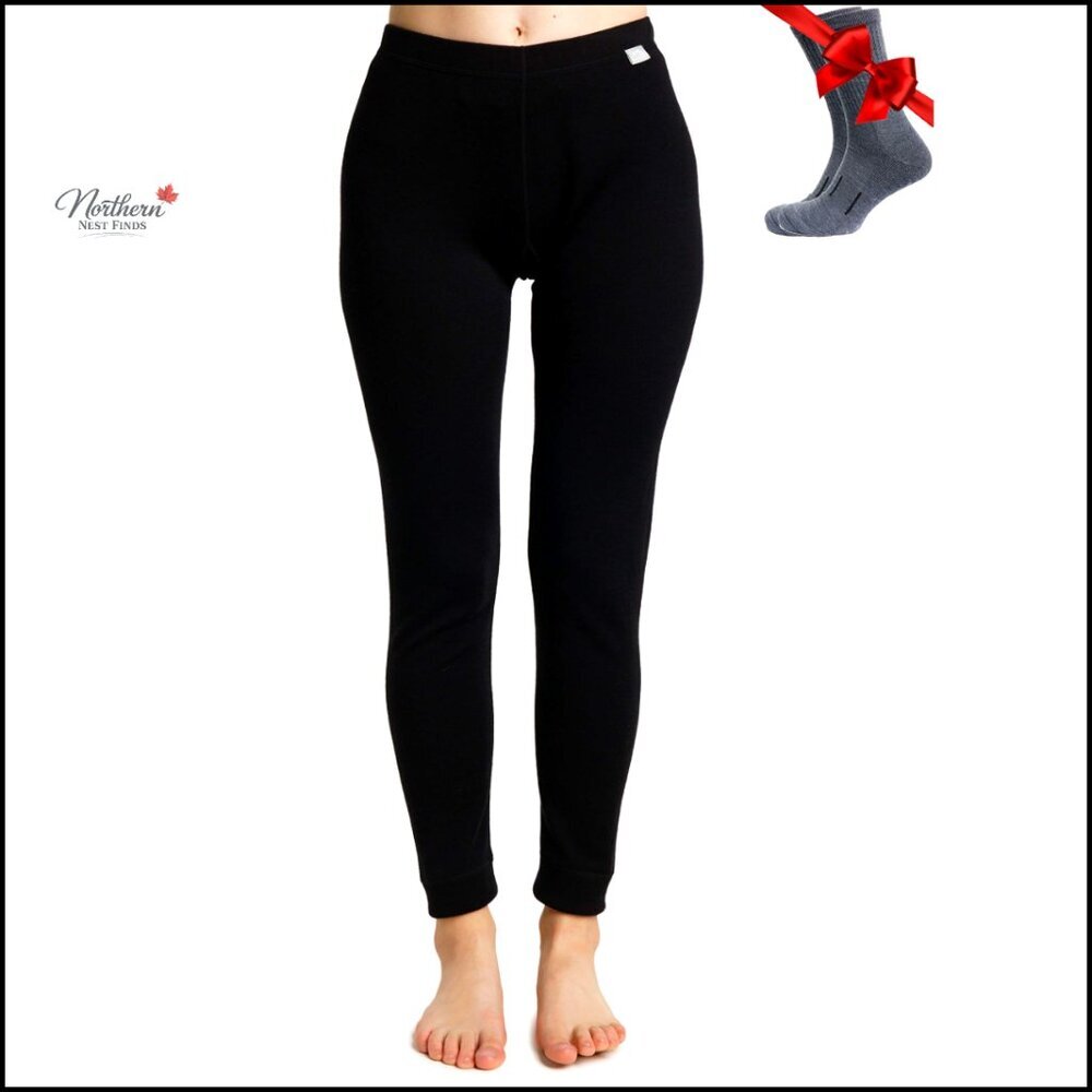 Merino Wool Thermal Leggings Base Layer Midweight 250g Hiking Socks Included